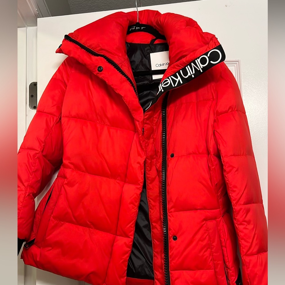 Calvin Klein Red Puffer Coat
